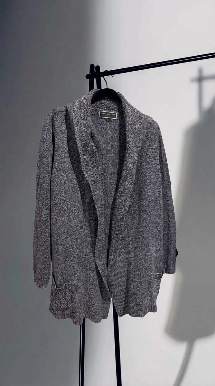 Karen Scott Woman Blueish-Grey Open-Front Cardigan